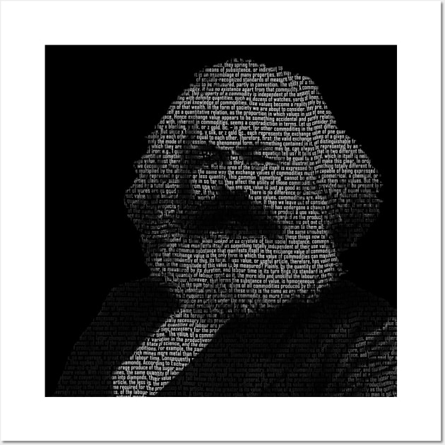 Karl Marx word portrait using passages from 'Das Kapital' Wall Art by RandomGoodness